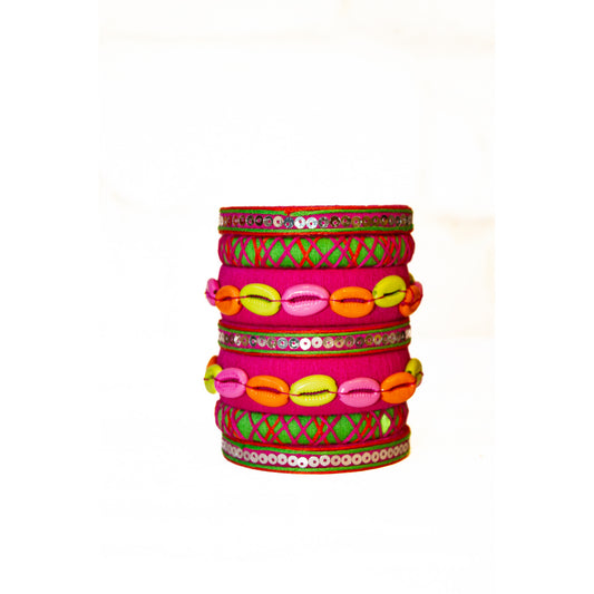 Pink Color Multi Colour Kaudi Bangles