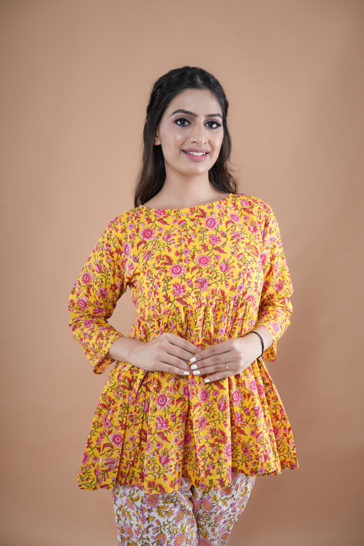 Yellow Poppy Peplum Set