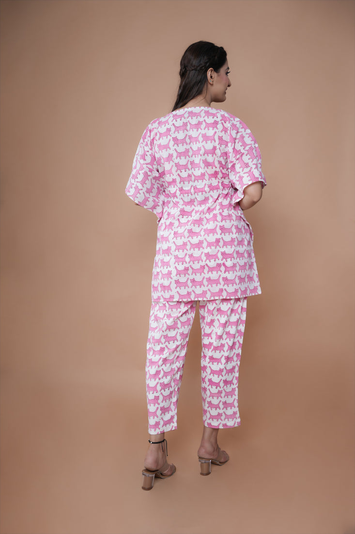 Pastel Pink Kaftan Co-ord Set