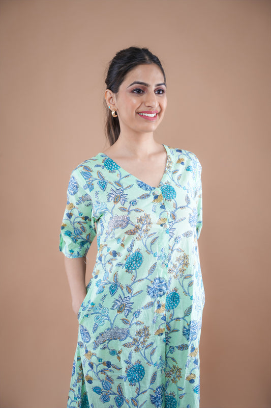 Sea Green A-Line Kurti