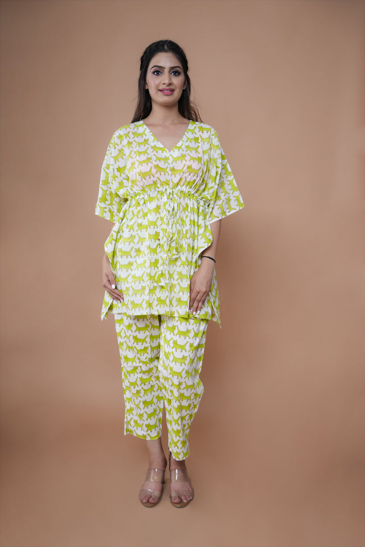 Pastel Green Kaftan Co-ord Set