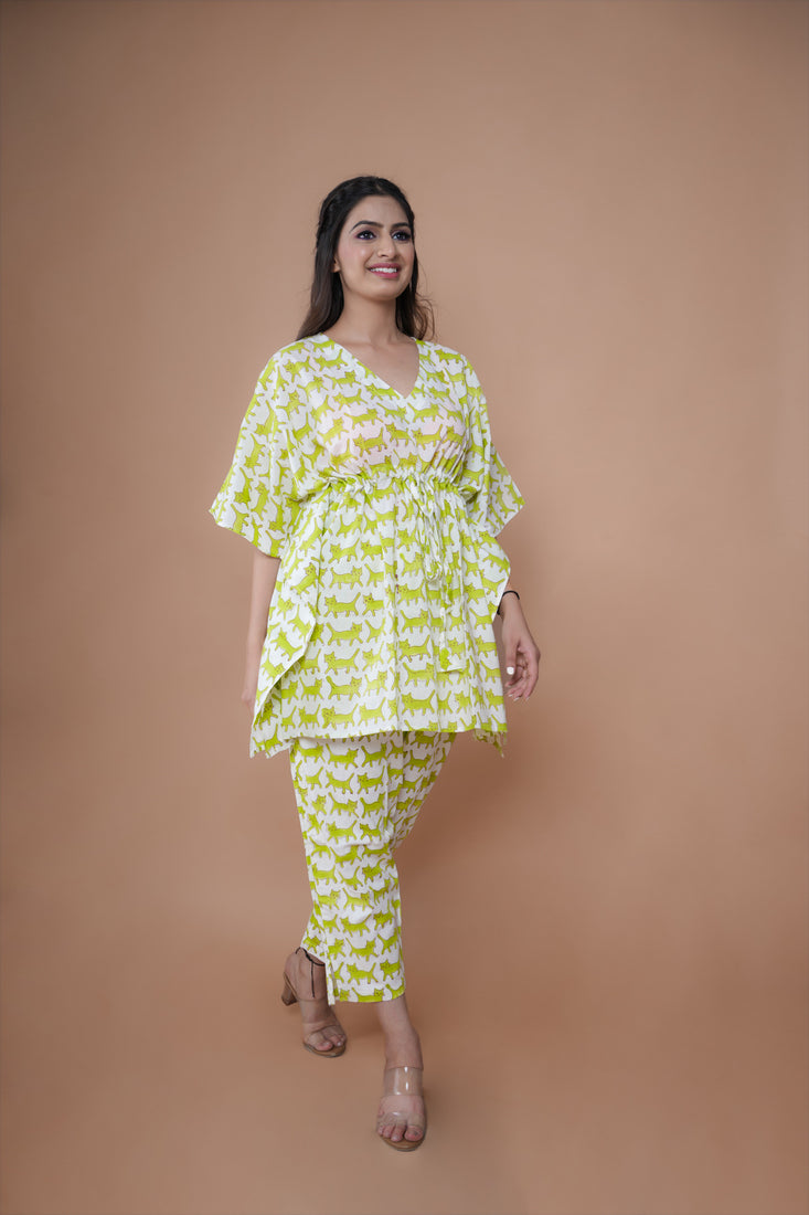 Pastel Green Kaftan Co-ord Set