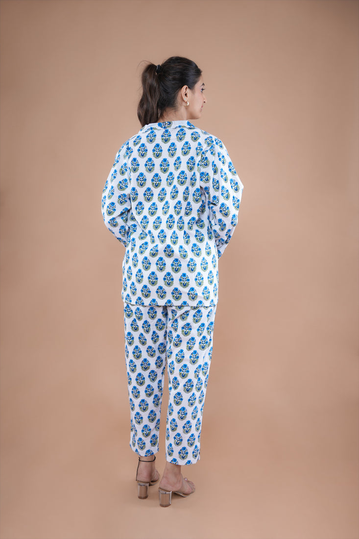 Blue Poppy Coat Pant Co-Ord Sets