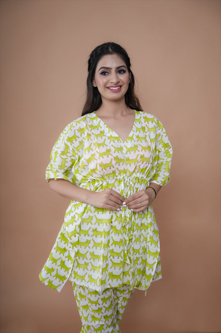 Pastel Green Kaftan Co-ord Set