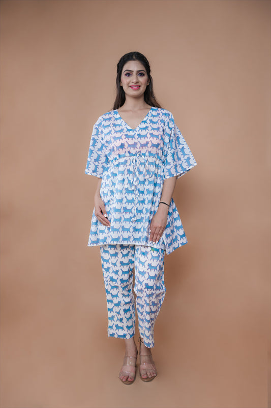 Pastel Blue Kaftan Co-ord Set