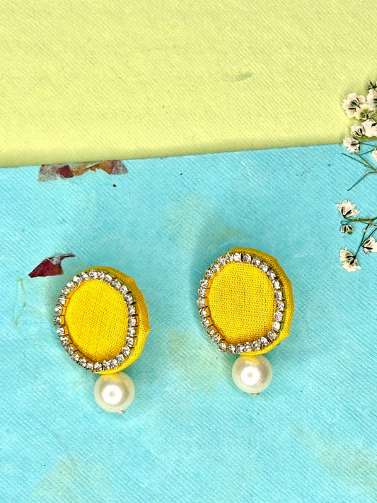 Yellow Round Stone Earrings