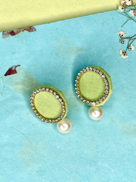 Light Green Round Stone Earrings